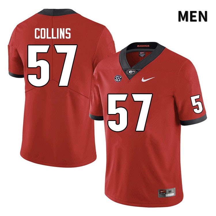 Georgia Bulldogs Men's Luke Collins #57 Red Anniversary Stitched College UGA Football Jersey 23CL011UI